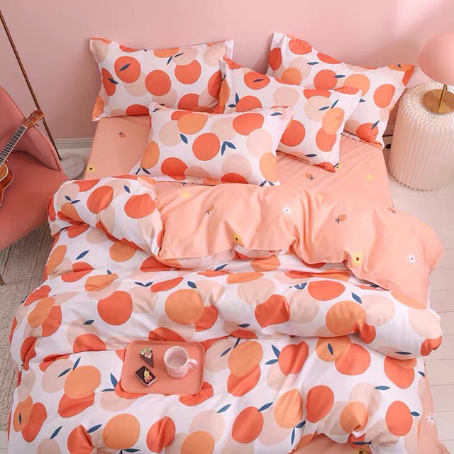 Set Chăn Ga Cotton Poly Táo Nhiều Màu Sắc Ga Cam Nhạt Thoáng Mát Shinbedding.shop