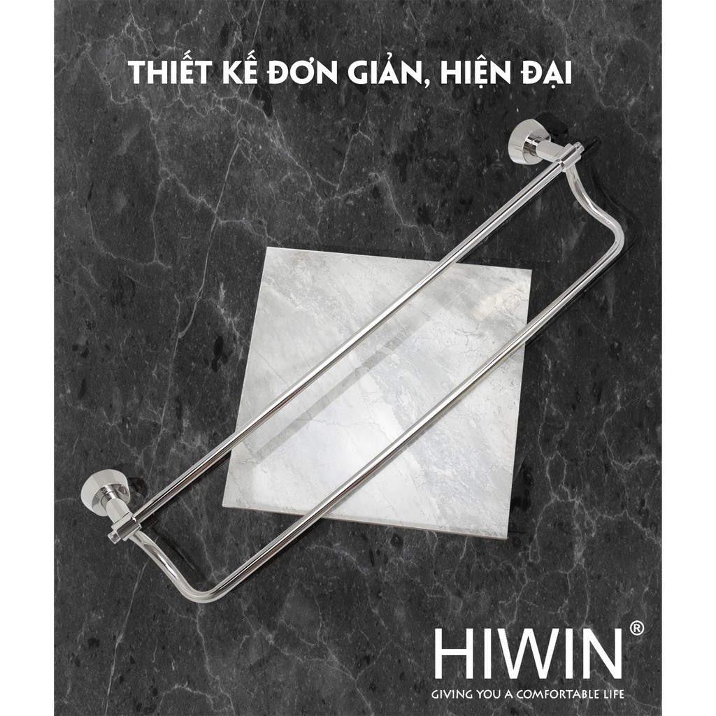 Thanh vắt khăn đôi inox 304 mặt gương Hiwin Y-638 kt 600x120x50mm