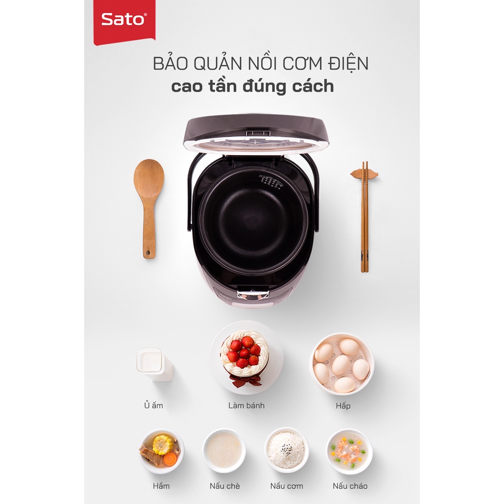 Nồi cơm điện cao tần Sato 18CT011 1.8L, công nghệ cao tần IH inverter thông minh