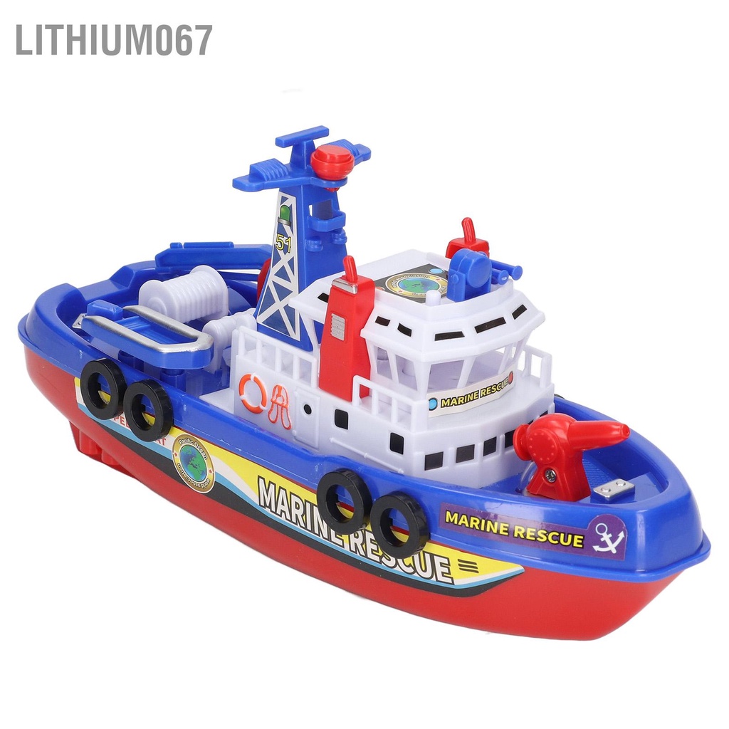 Lithium067 Đồ chơi Thuyền cứu hỏa Tự động Phun nước Âm nhạc Giáo dục Ánh sáng Điện Trẻ em Tắm cho Bé trai gái