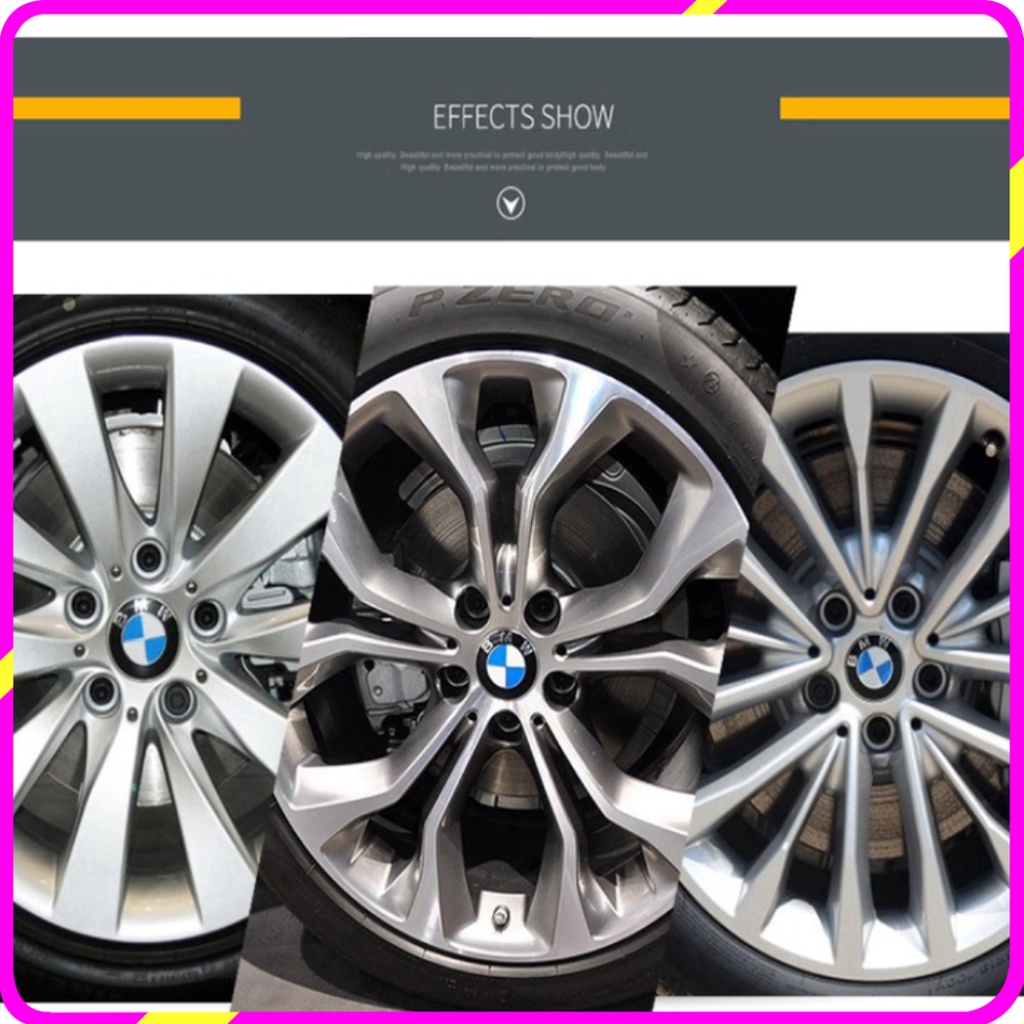 Logo chụp mâm, ốp lazang bánh xe ô tô BMW, kích thước 68mm, 60mm và 55mm, chất liệu nhựa ABS