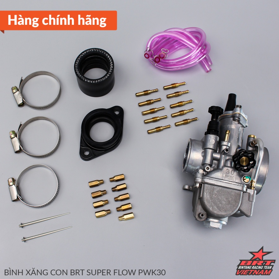 Bình xăng con BRT Ga Dẹp PWK Super Flow 28/30mm - Hàng chính hãng