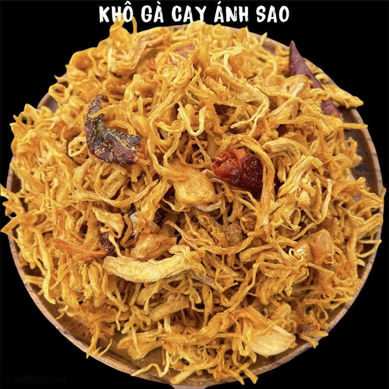 KHÔ GÀ CAY CHÁY TỎI ÁNH SAO Hũ 500G ( cay ít - nhiều ) An Toàn - Ngon - Chất Lượng