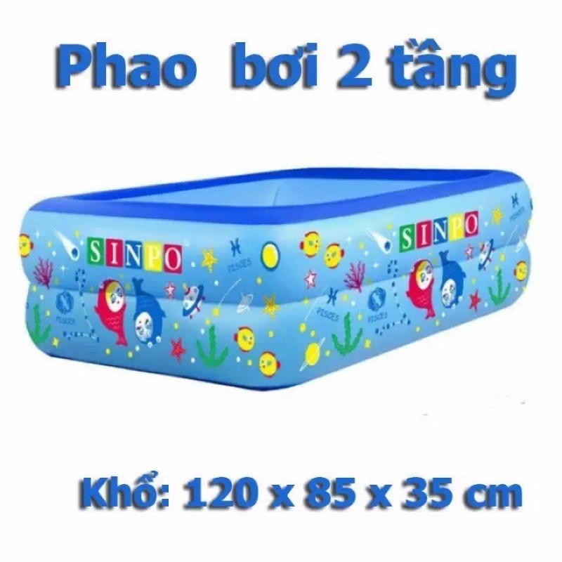 Bể phao bơi cho bé 2 tầng - Đồ chơi bể phao bơm nước 1m2 kèm miếng vá