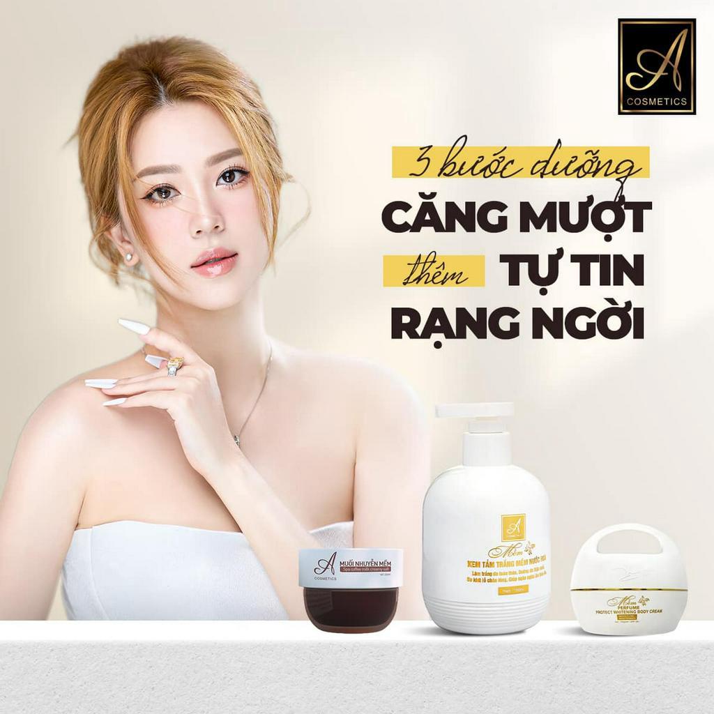 Bộ tắm trắng toàn thân cấp tốc  Acosmetics VIP05 gồm 1 Kem body mềm + 1 Kem tắm trắng + 1 Tẩy da chếT