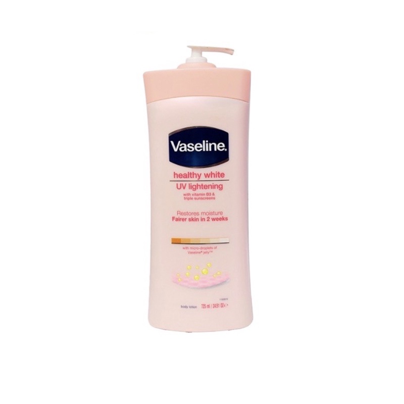 Sữa dưỡng thể Vaseline Healthy White UV Lightening Body Lotion 725ml giúp dưỡng trắng dưỡng ẩm phù hợp cho mọi loại da
