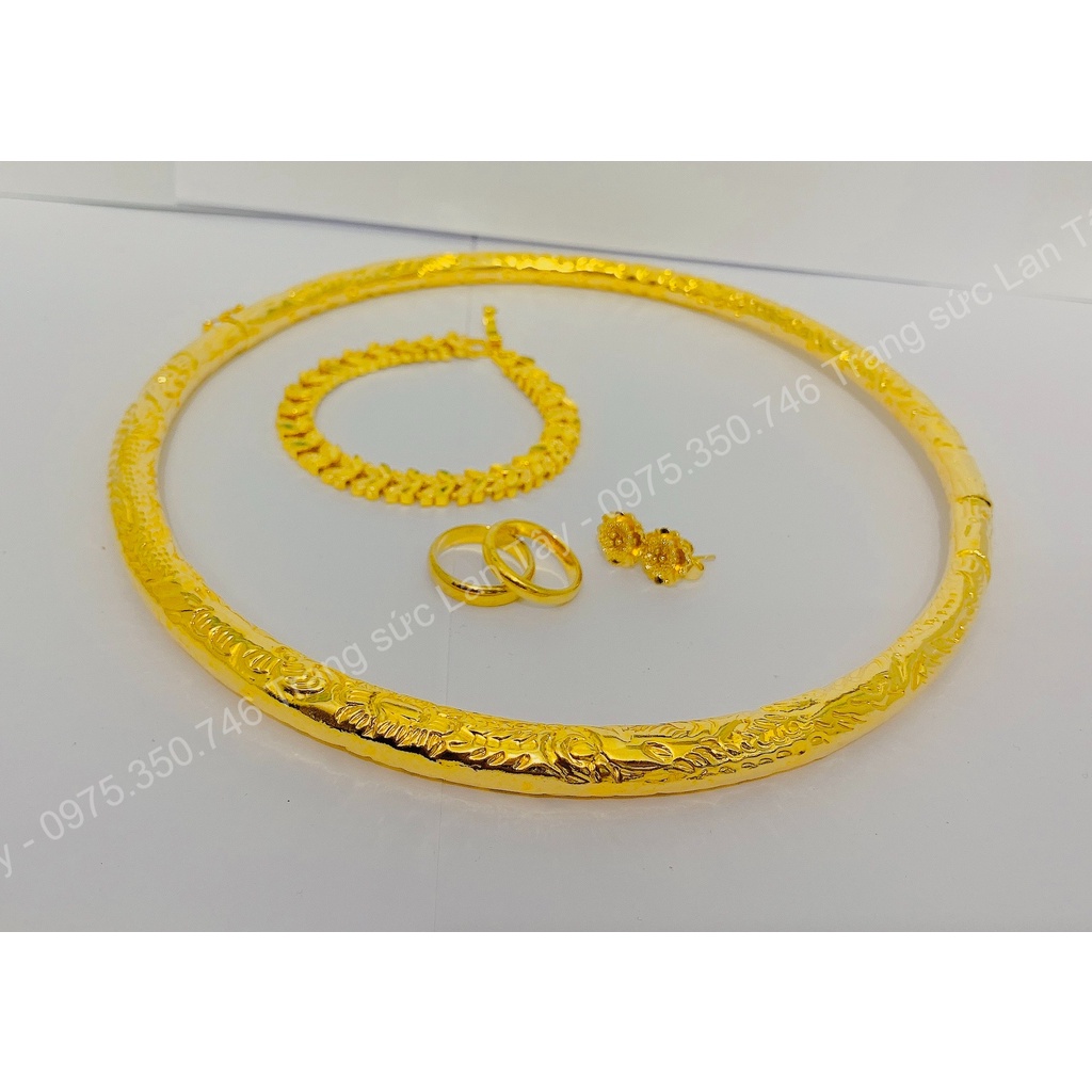 bộ kiềng cưới dát vàng 9999, 5 lớp, tặng kèm hộp