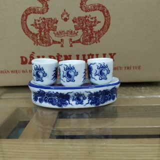 Bộ kỷ thờ, bộ chén nước thờ cúng men Lam