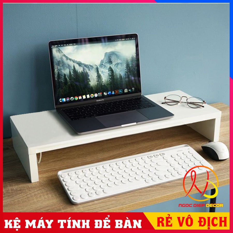 Kệ để màn hình máy tính, laptop nâng cao màn hình chống gù lưng, phòng đau vai gáy, kệ máy tính để bàn có hộc tài liệu