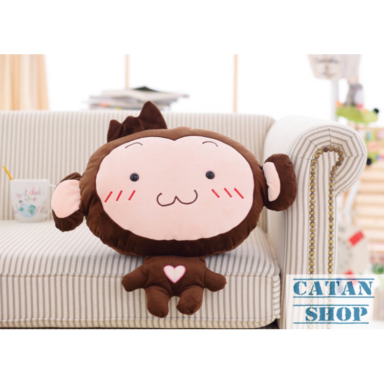 Gối mền khỉ cute 3 trong 1, nỉ nhung cực mịn, bộ chăn gối văn phòng, gấu bông kèm mền GD86-GMK | BigBuy360 - bigbuy360.vn
