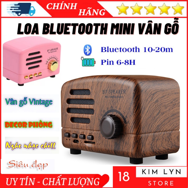 Loa Bluetooth Mini Vân Gỗ BT01 - Loa Không Dây Phong Cách Cổ Điển Retron Dễ Thương Decor Phòng - Bảo Hành 12 Tháng