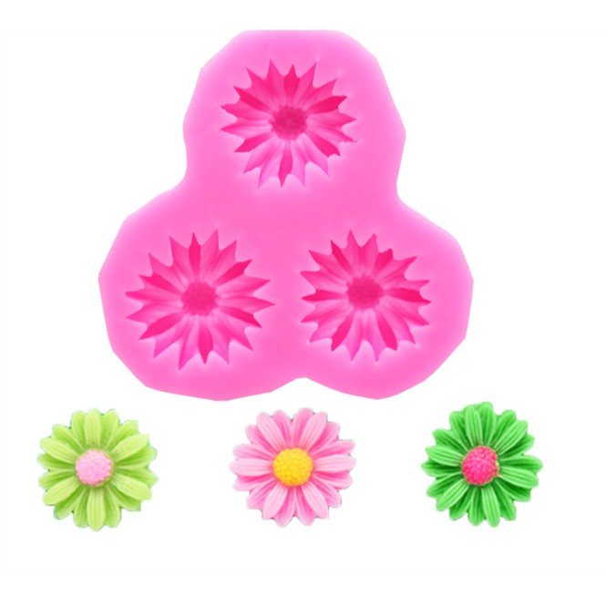 Khuôn Silicone Hoa Cúc Vĩ 3 Bông 1 Cm