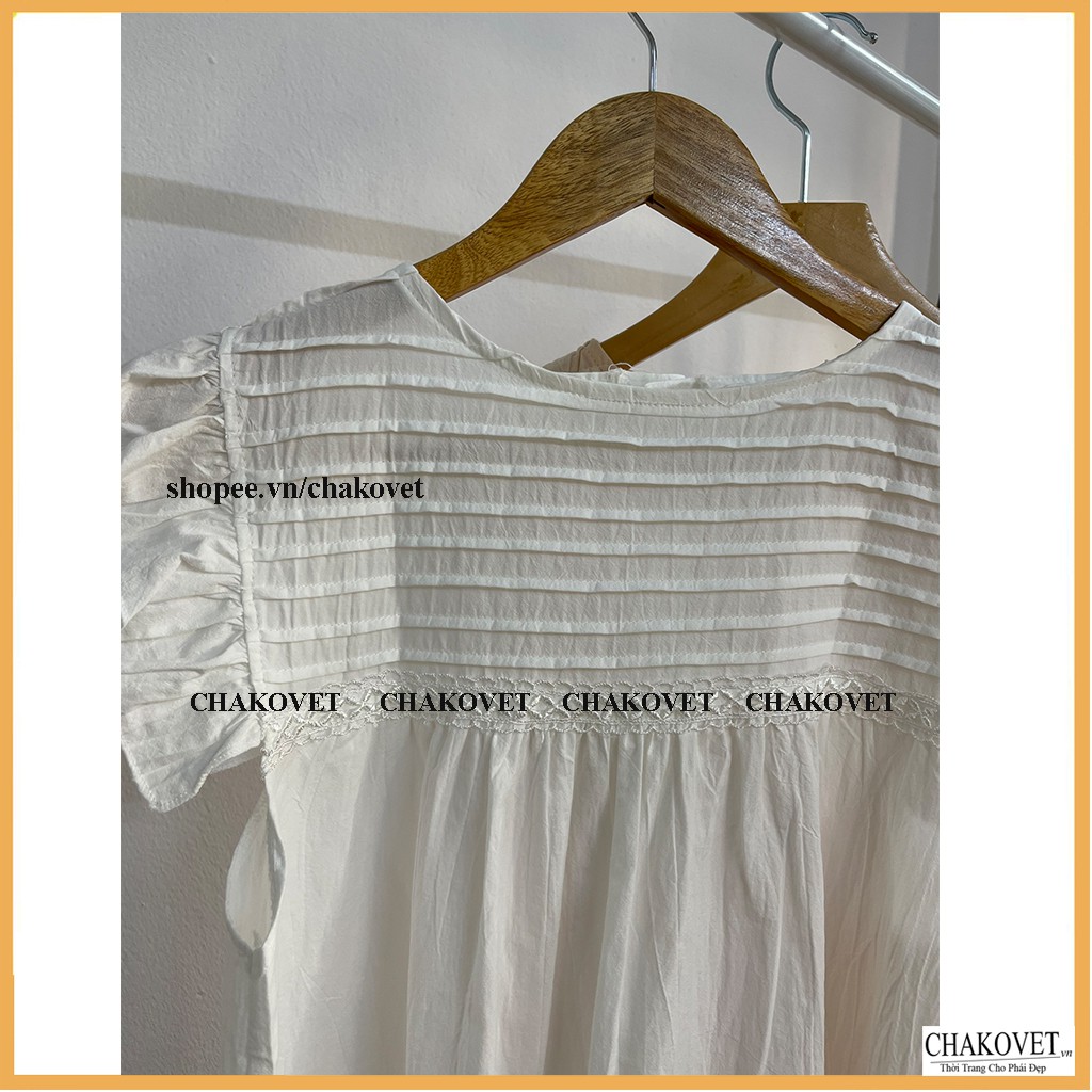 Áo sơ mi nữ tay cánh tiên style hàn quốc CKA839, kiểu áo nữ dáng babydoll tiểu thư (mặc 2 kiểu) cổ tròn phối ren xếp ly | BigBuy360 - bigbuy360.vn