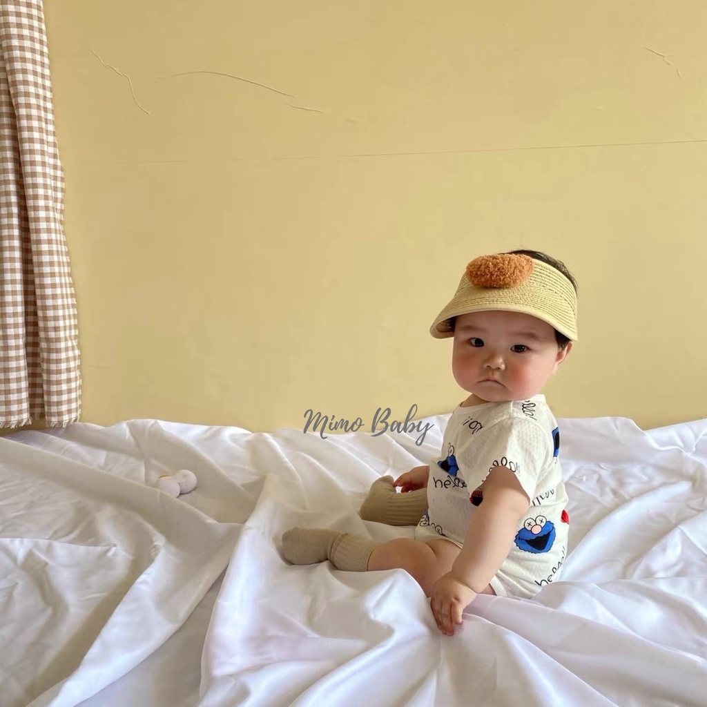 Mũ nón cói nửa đầu đính gấu bông xù đáng yêu cho bé 6m-7y Mimo baby MH109