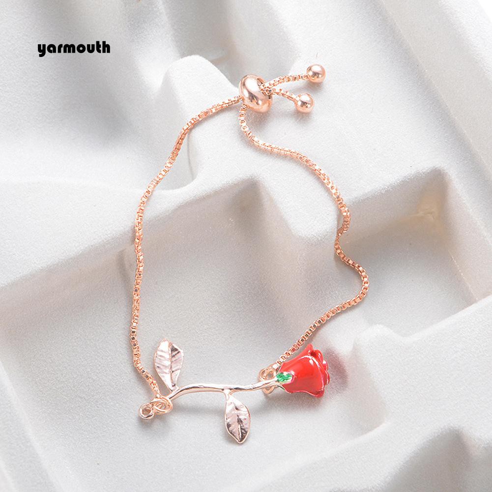 Vòng Tay Mặt Hoa Hồng Đính Đá Nhân Tạo Thời Trang