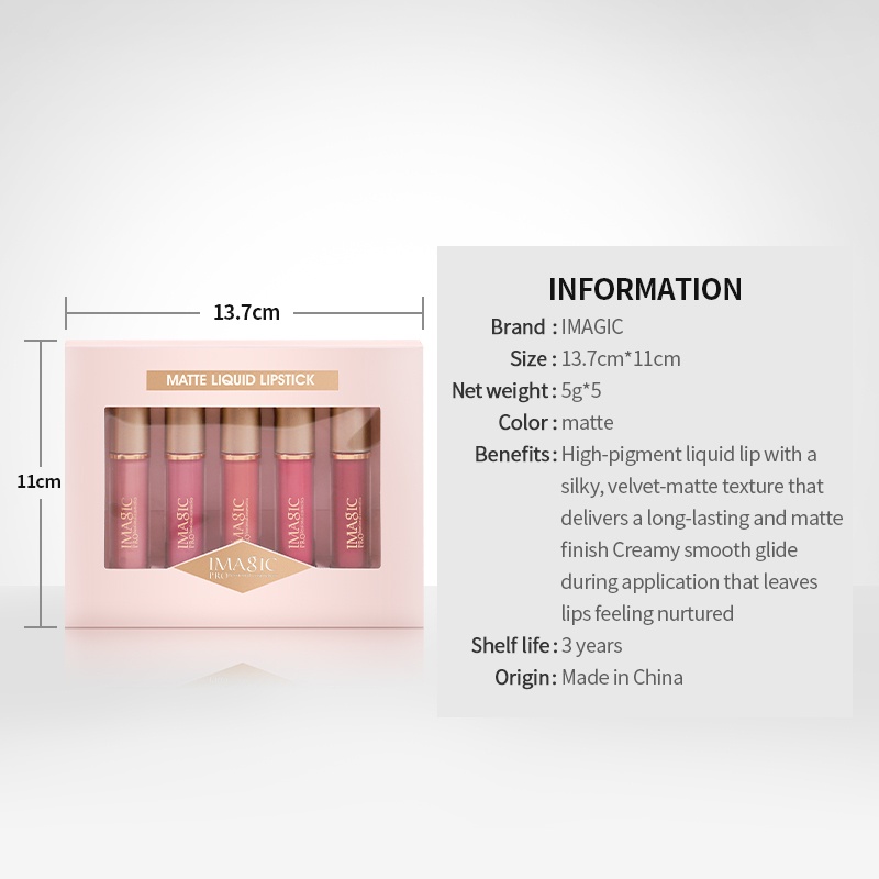 Hộp 5 son lì IMAGIC chống nước 125g