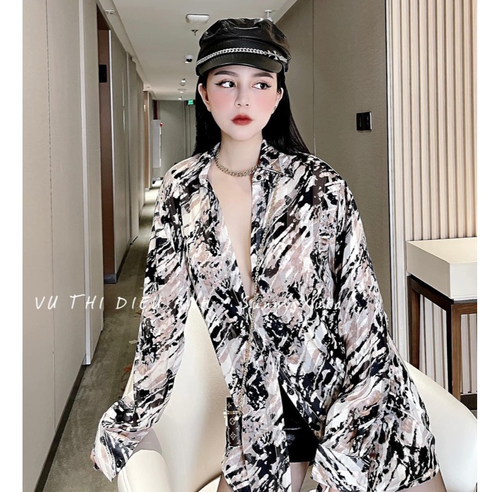 [Mã WASTUP giảm 10% tối đa 30K đơn 99K] Sơ Mi Lụa Họa Tiết Loang Báo | BigBuy360 - bigbuy360.vn