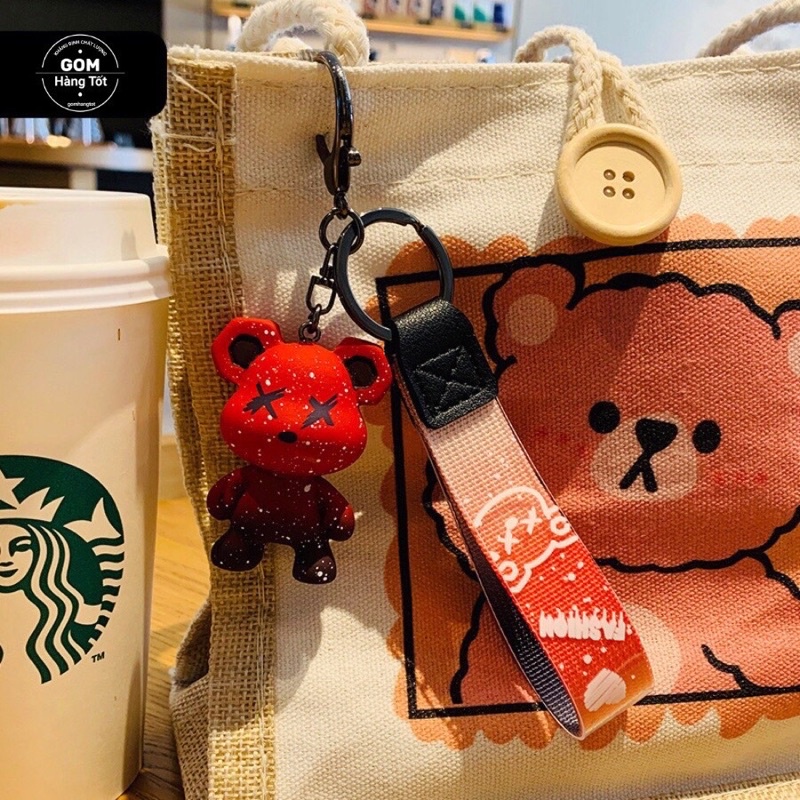 Móc khóa gấu Hàn Quốc, móc treo trên balo, túi xách siêu dễ thương - BEAR-KEY-002( Tuyển Sỉ)