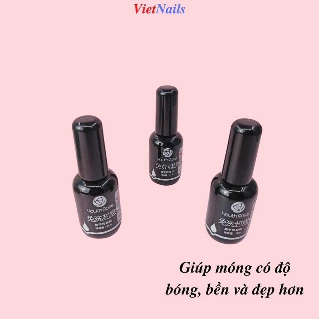 Top Coat Youth Rose Top Phủ Bóng Giúp Móng Độ Bóng Và Bền Dung Tích 15ml