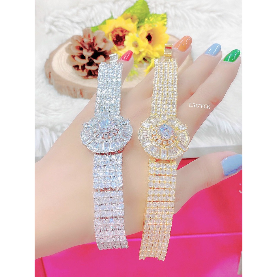 Lắc Tay Nữ Mạ Vàng 18K or Bạch Kim Đẹp Kiểu Cách Điệu - Mang đi chơi, đi tiệc rất đẹp - Bền màu 03.030822