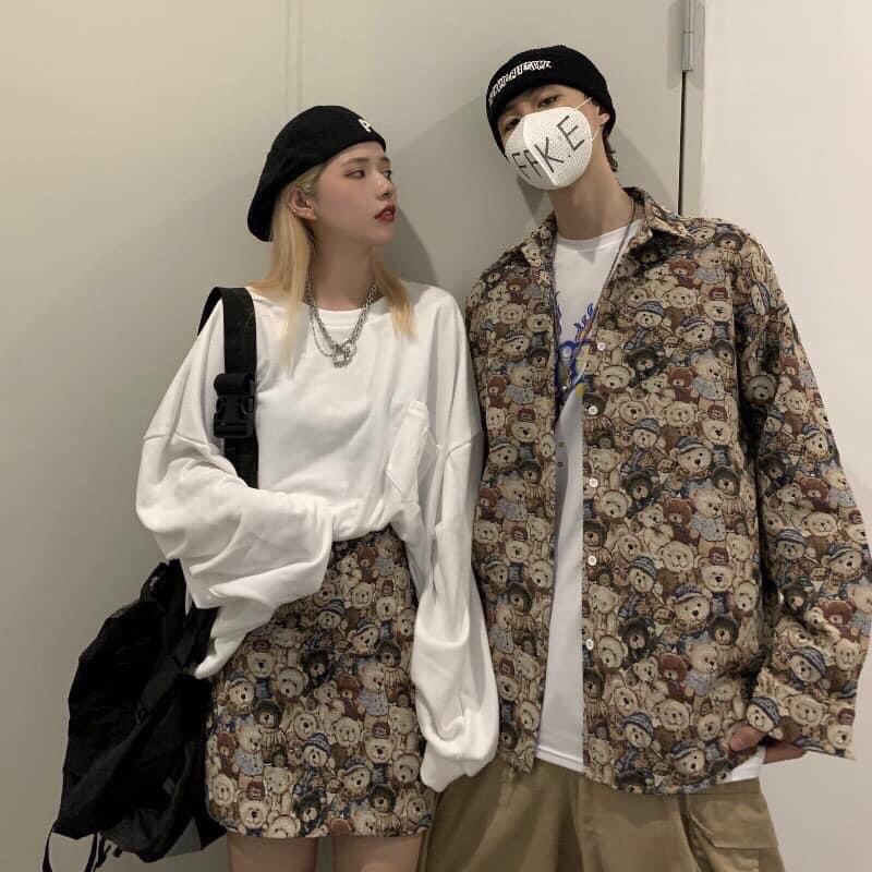 SET ÁO SƠ MI NAM + CHÂN VÁY NỮ