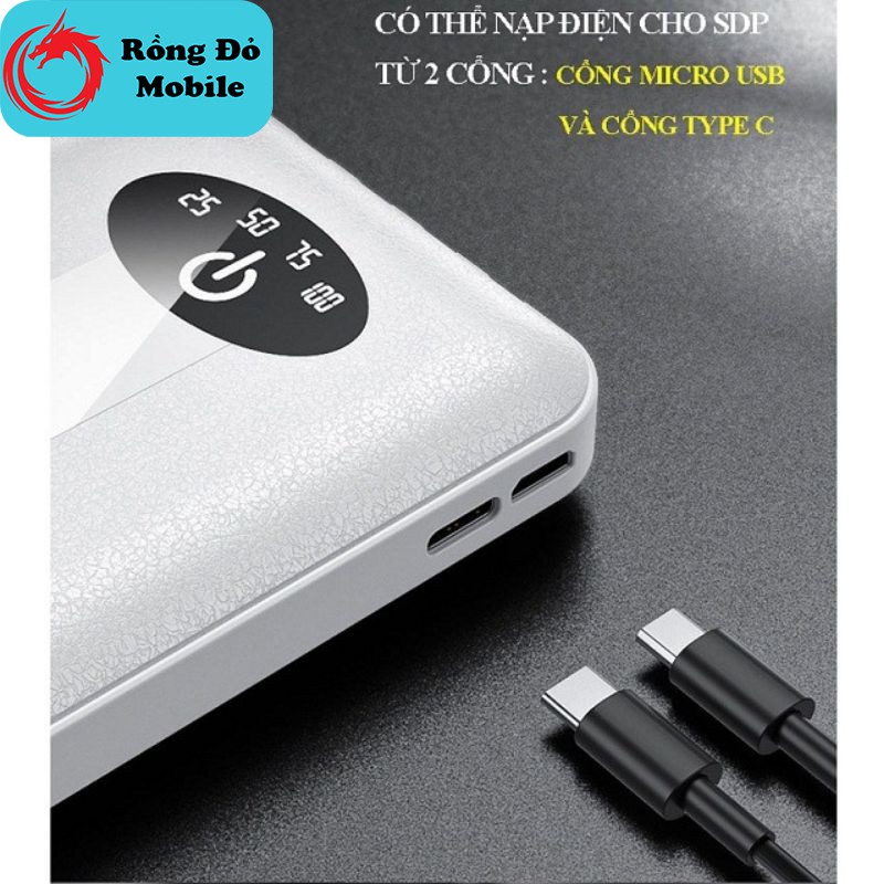 Sạc dự phòng SD DESIGN G01 dung lượng 10000 mAh có 3 cáp sạc lighting type-c micro có đèn pin bảo hành 12 tháng 1 đổi 1