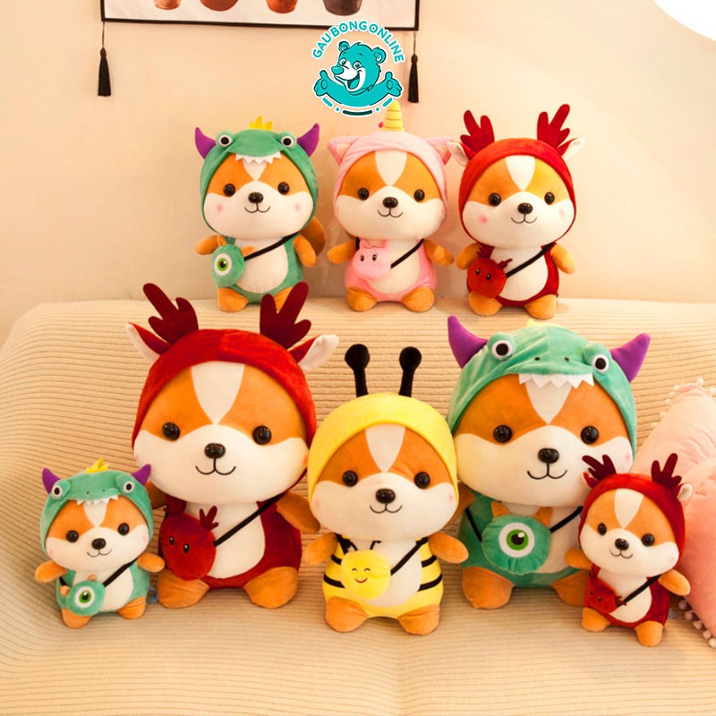 Gấu Bông Chó Shiba Cosplay mềm mịn size nhỏ 25 cm. Hàng cao cấp cho trẻ nhỏ.