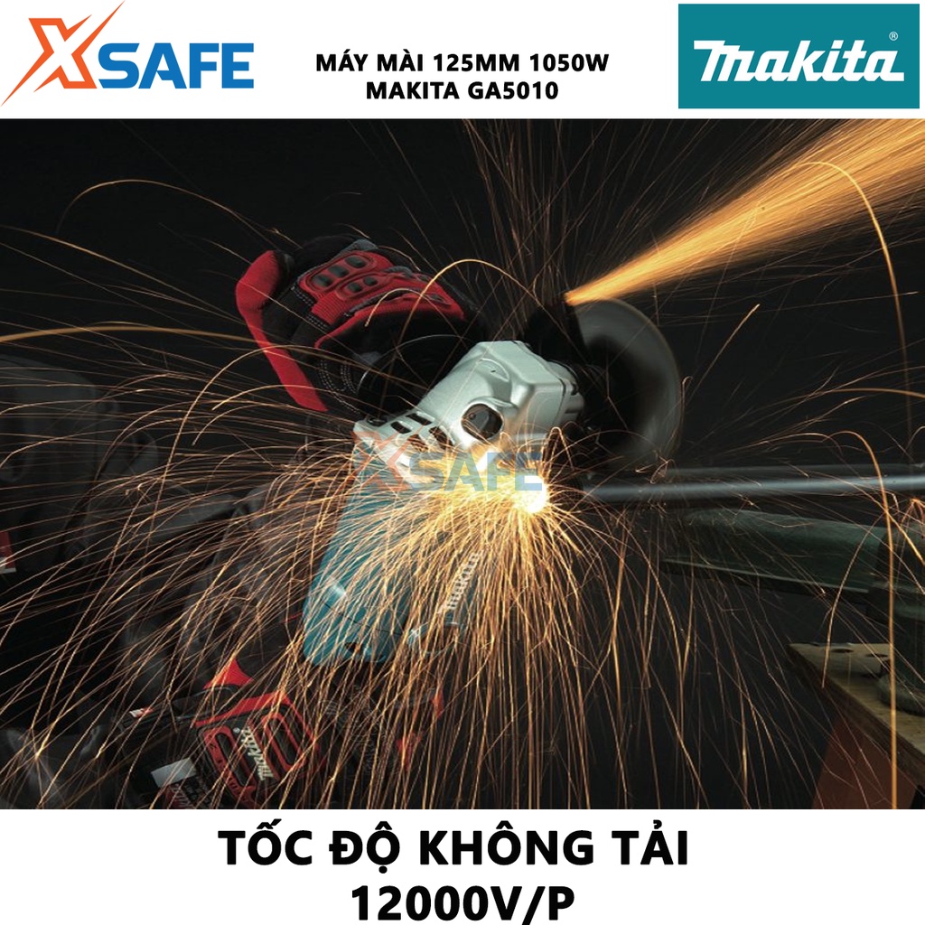 Máy mài góc Makita GA5010 Máy mài cầm tay công suất 1050W, đường kính đá mài 125mm(5&quot;), tốc độ không tải 12000v/phút