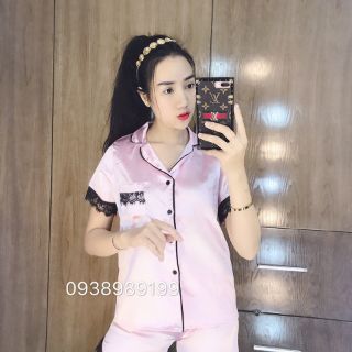 Bộ lụa quần đùi pha ren siêu hot