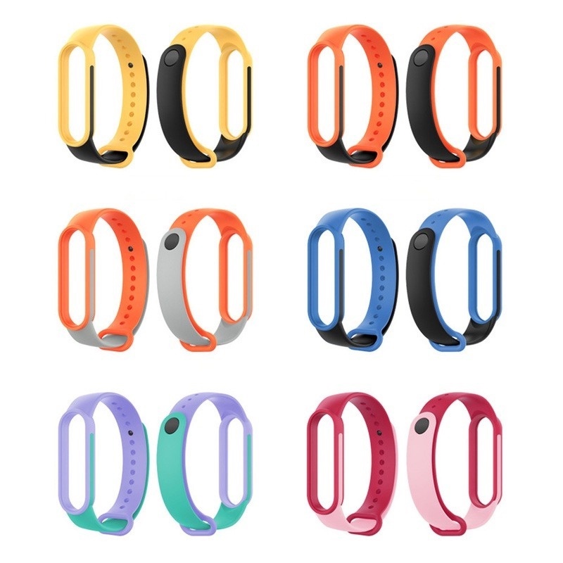 Dây Đeo Silicone Mềm Hai Màu Cho Đồng Hồ Thông Minh Xiaomi Mi Band 3/4/5/6