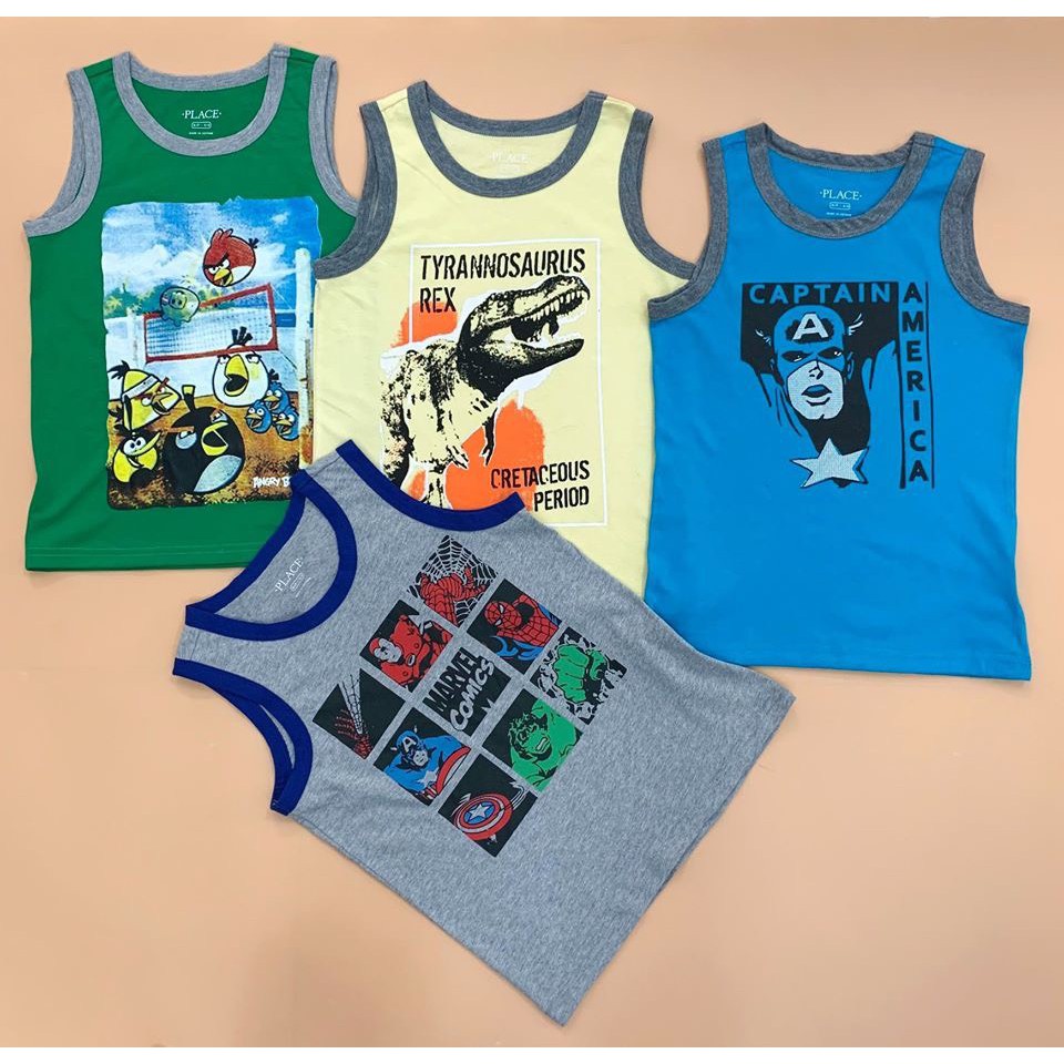 Áo ba lỗ (sát nách) Place bé trai nhiều màu , size 4-8 tuổi