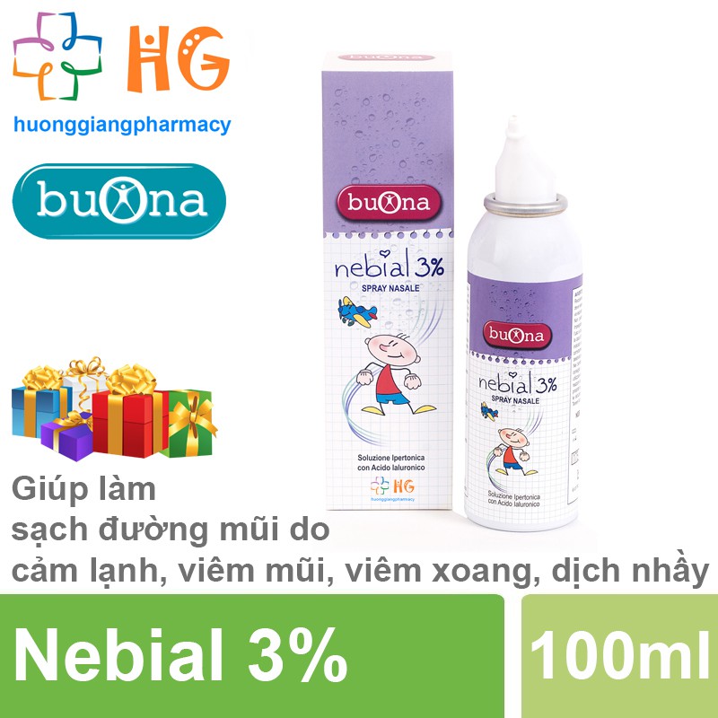 Bình xịt mũi cho bé Nebial 3% Nasal Spray Vệ sinh mũi cho bé Làm sạch mũi Nghẹt mũi Viêm mũi Viêm xoang