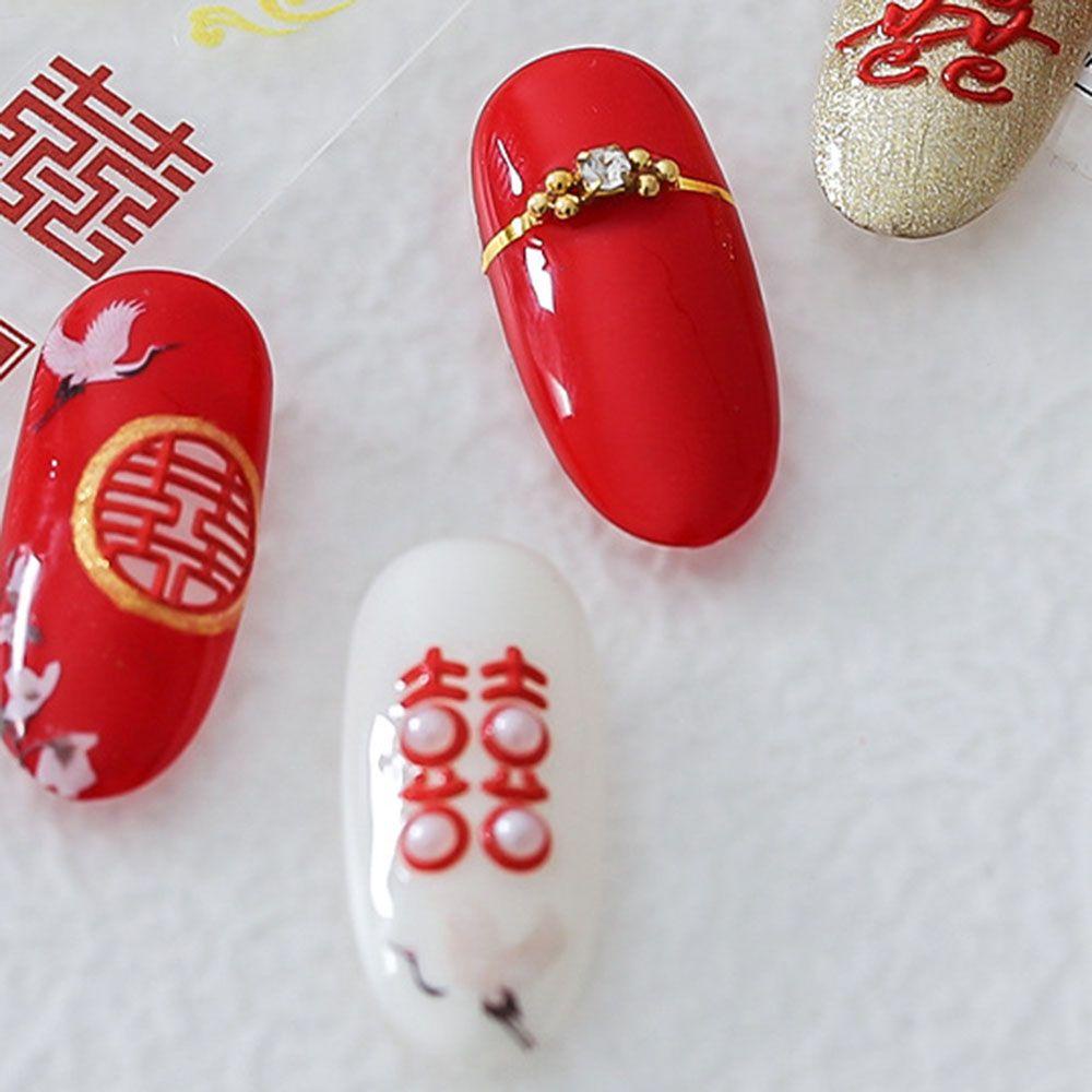 LILYES Miếng Dán Trang Trí Móng Tay Nghệ Thuật 5D Bằng Acrylic Dập Nổi Họa Tiết Phong Cách Trung Hoa Thời Trang