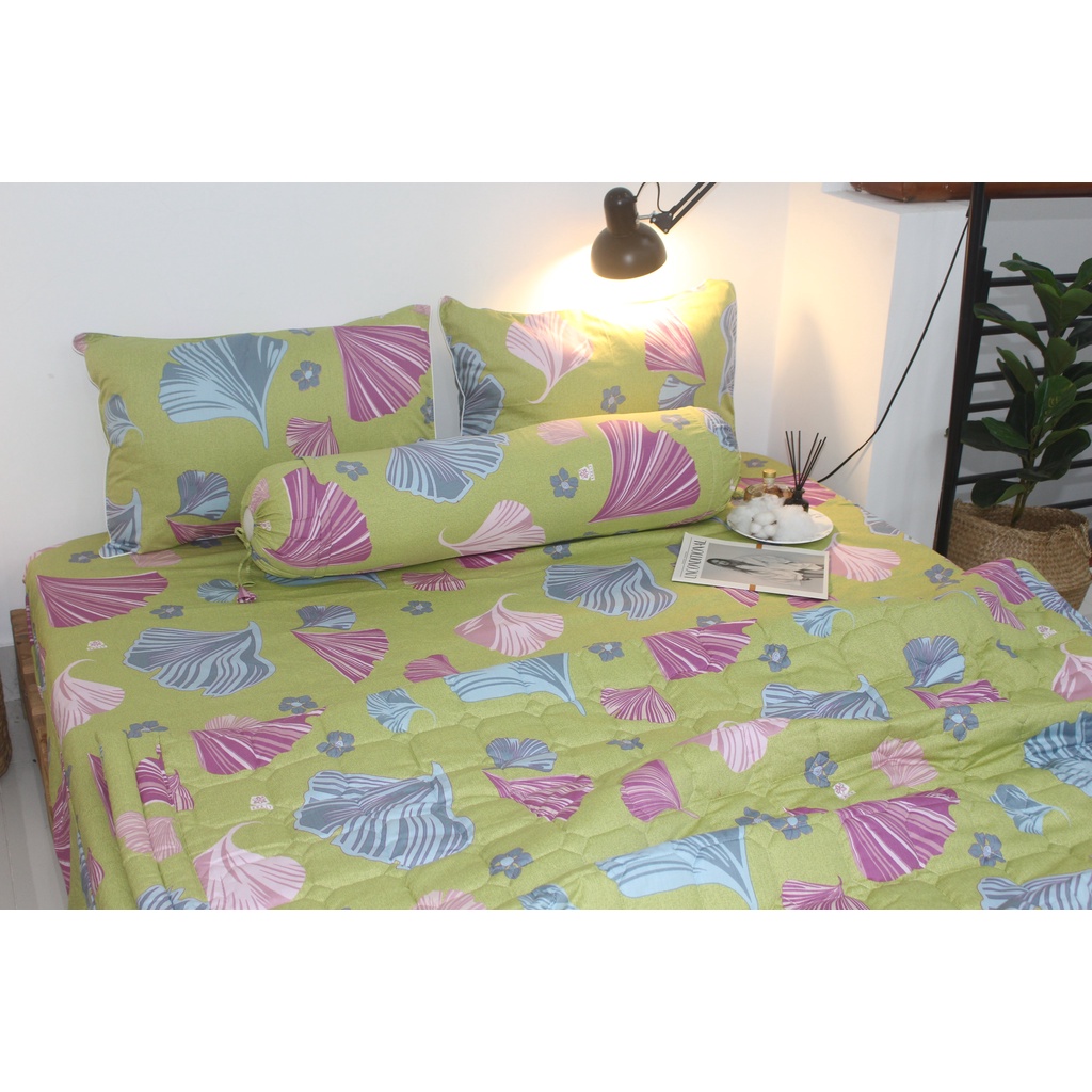 Bộ drap gối KHA LY - cotton thiên nhiên - Rẻ Quạt Vàng - VN304