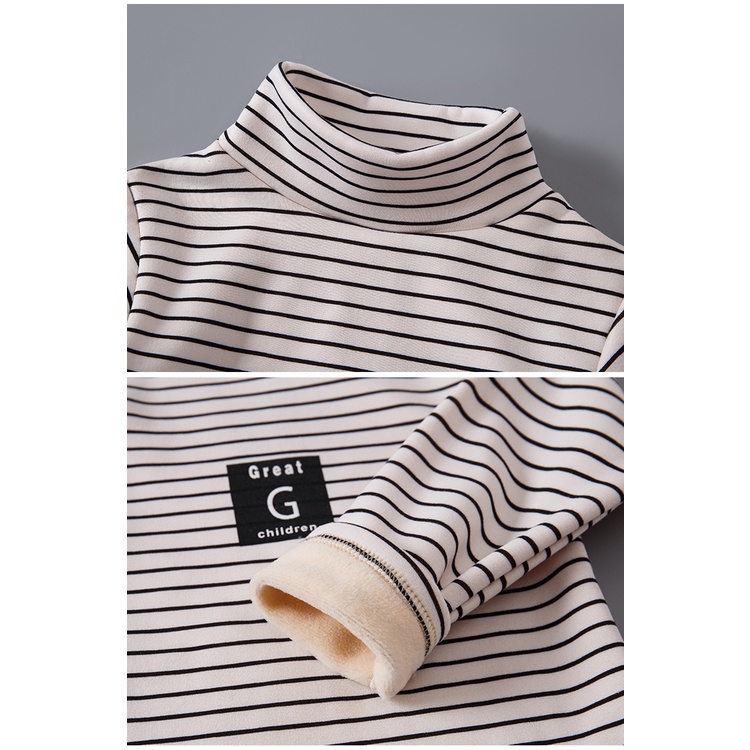 Áo Thun Dày Dặn Họa Tiết Kẻ Sọc Màu Trơn Thời Trang Thu Đông Hàng Mới 2023 Dành Cho Bé Trai Và Bé Gái 2-10 Tuổi