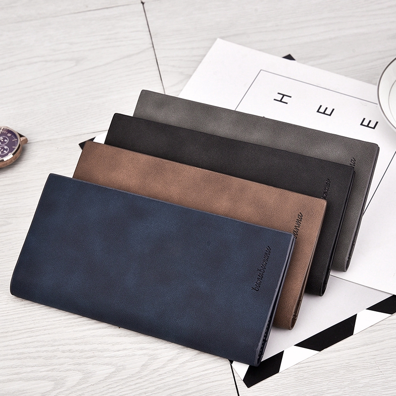 【COD】 Men Long Wallet PU Leather Wallet Card Holder Vintage Fashion Lichee Pattern