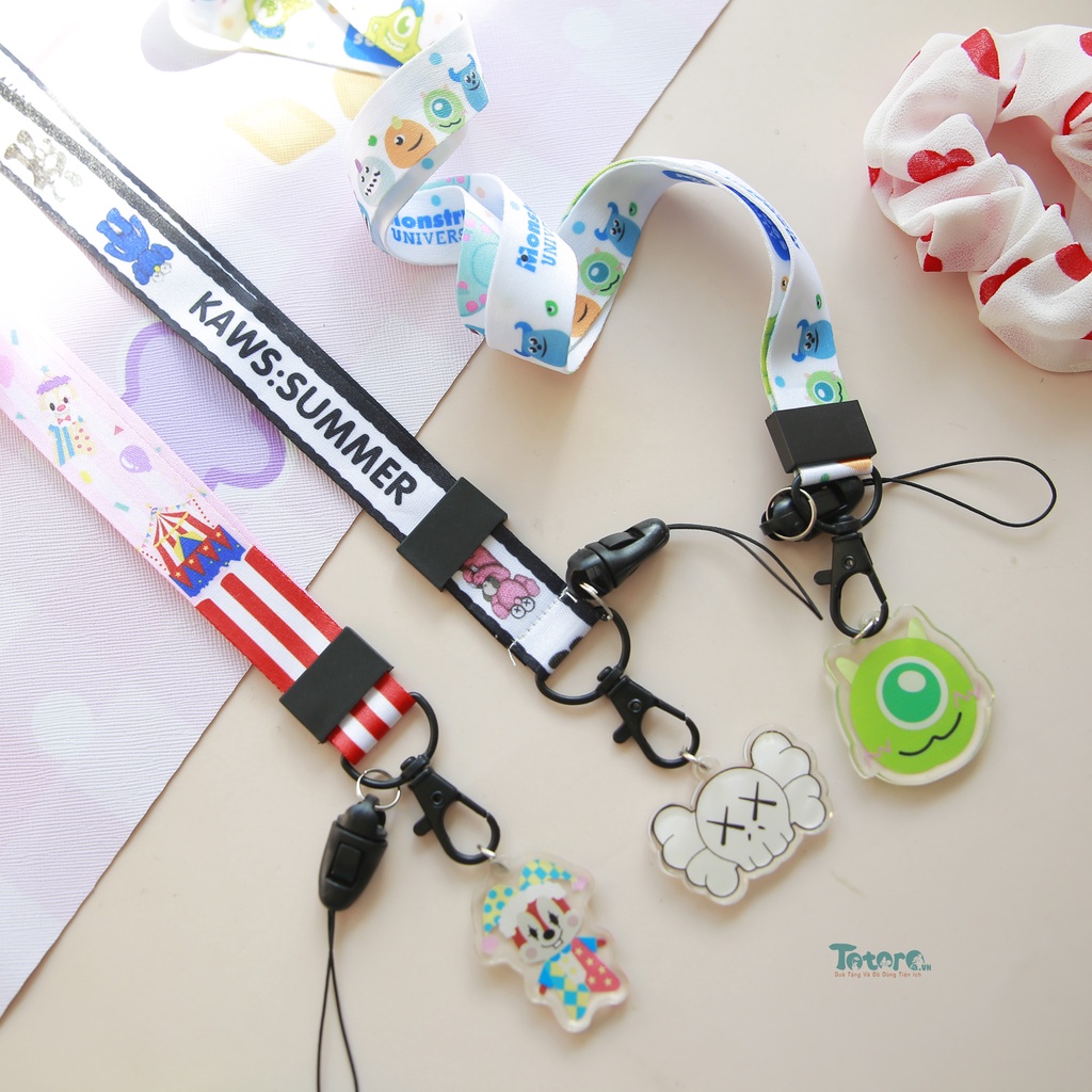Dây đeo strap dài kèm tag Love My Best Friend - Naruto One Piece - Snoopy - Khủng Long Ngố - Vịt Donal