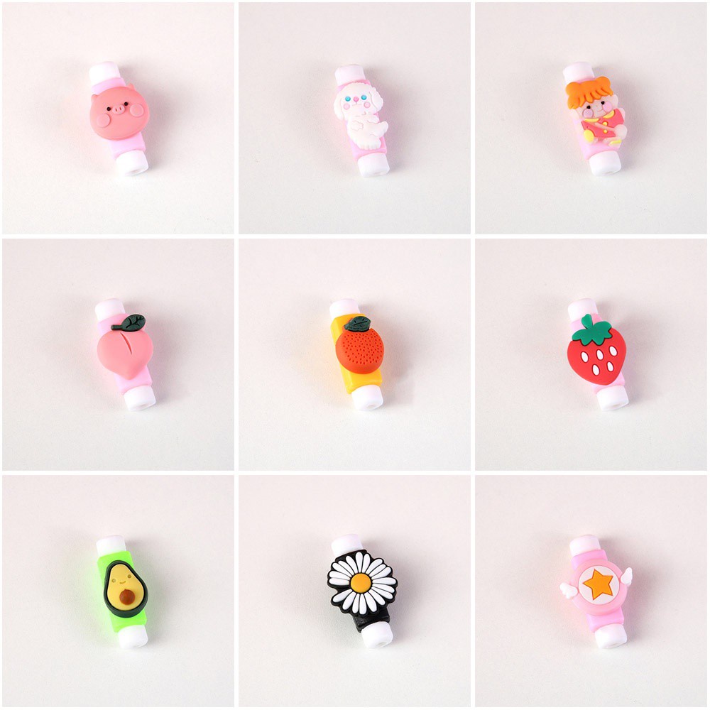 Vỏ bảo vệ dây cáp sạc USB hình hoạt hình đáng yêu bằng silicone mềm