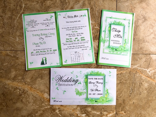 THIỆP CƯỚI XANH LÁ
