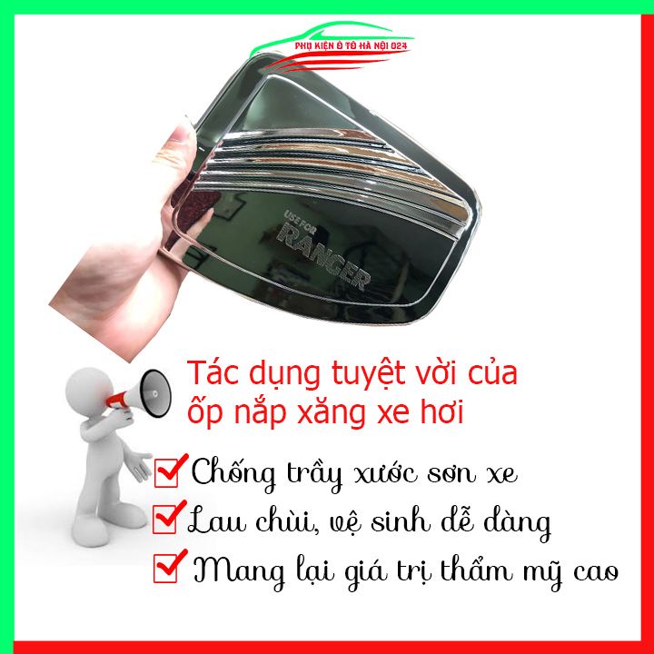 Ốp nắp xăng Ranger 2014-2021 mạ crom bảo vệ chống trầy trang trí ô tô