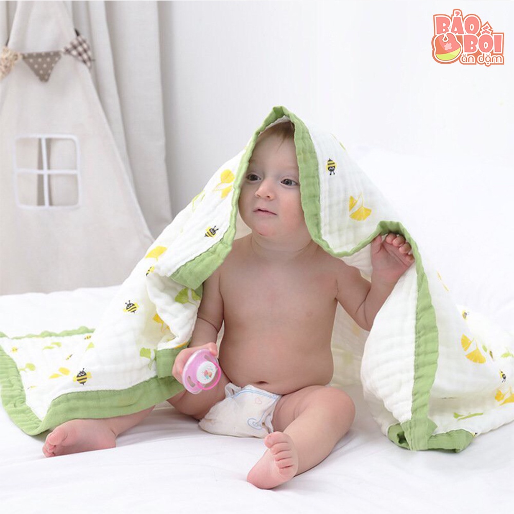 Chăn xô bo viền 6 lớp đa năng cho bé sơ sinh,chất siêu mềm mịn