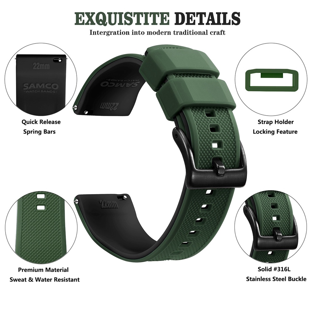 Dây đeo đồng hồ thể thao silicone 20mm 22mm thay thế chống nước cho Garmin Forerunner 55 158 245 645 Music 745