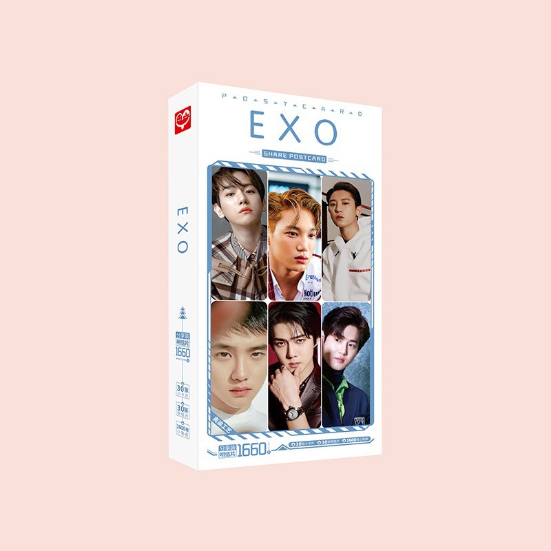 Hộp ảnh postcard EXO gồm lomo và hình dán