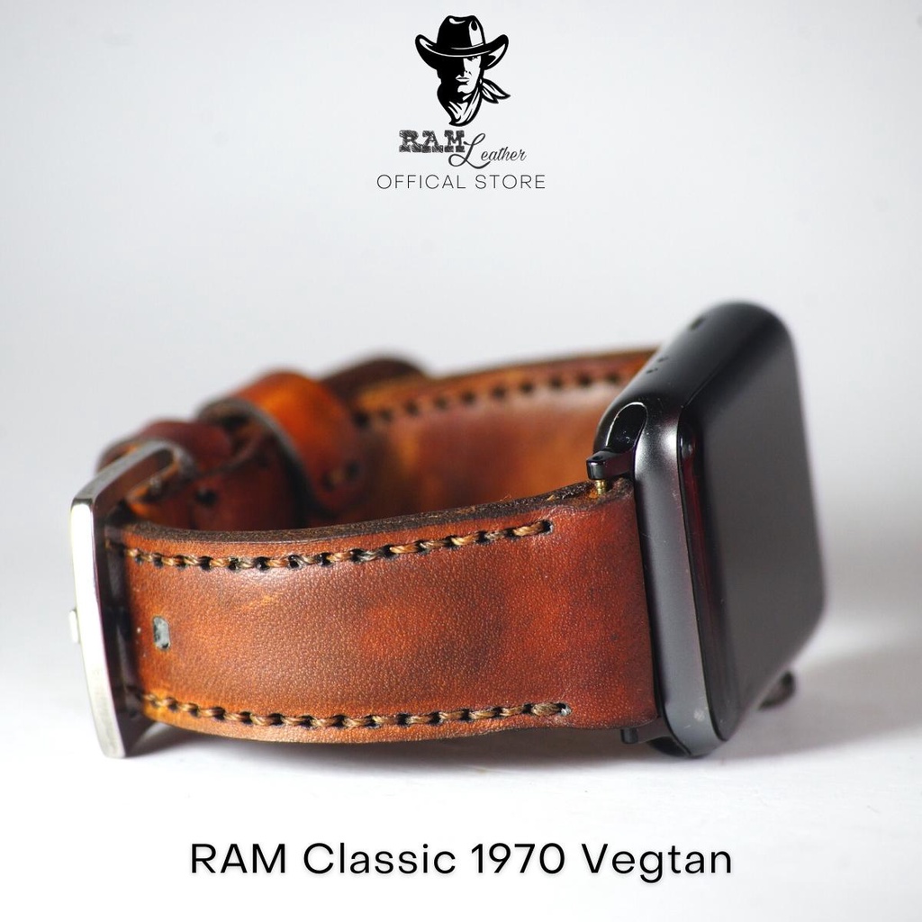 Dây Đồng Hồ Da Bò RAM Leather Italia Vegtan Màu Nâu Sáng 1970 Bền Đẹp