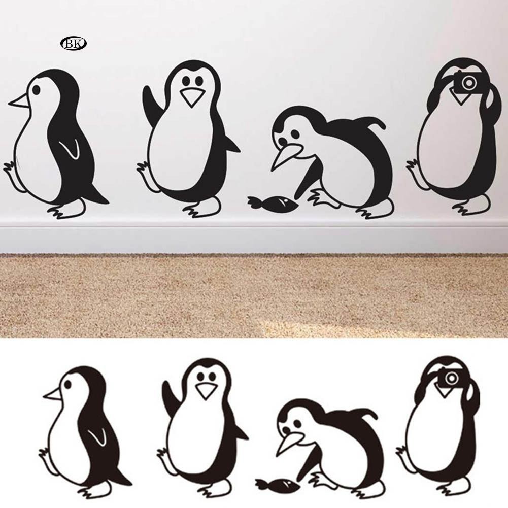 Bình Nước BK Kiểu Dáng Đơn Giản Hiện Đại✿Decal dán tường Tự Dính Họa Tiết Chim Cánh Cụt Hoạt Hình Dễ Thương Để Trang Trí Phòng Bé