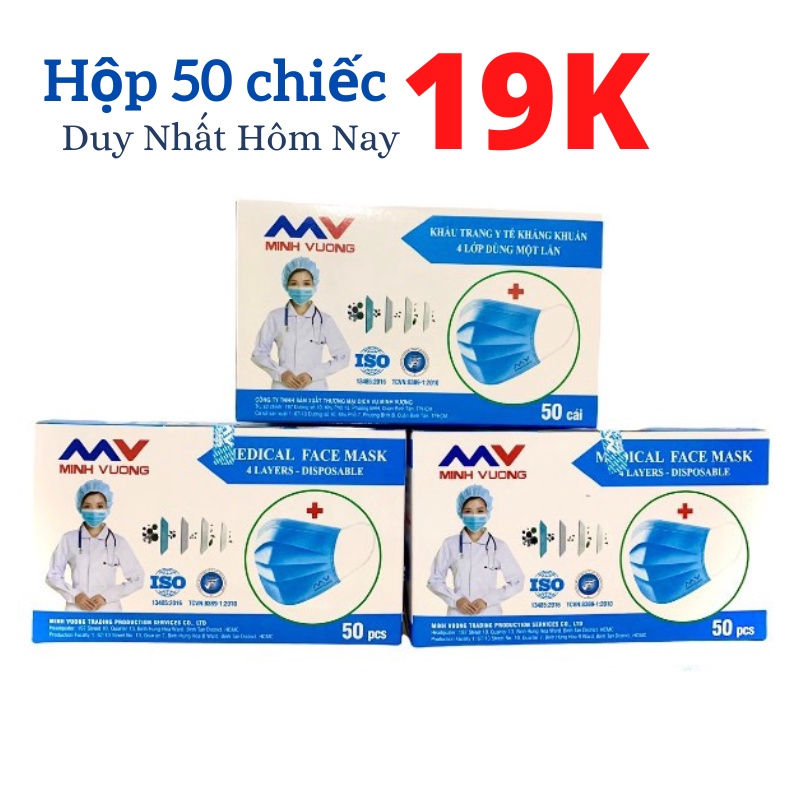 👉 Khẩu Trang Y Tế 4 Lớp Minh Vượng - Hộp 50 Cái ✔️Giá Sỉ
