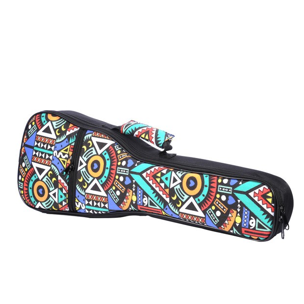 Hộp đựng đàn guitar ukulele vải cotton họa tiết thổ dân có đệm với 2 dây đeo
