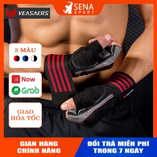 Găng tay tập gym có quấn cổ tay Chính hãng VEASARERS hỗ trợ tập Gym, chống chai tay