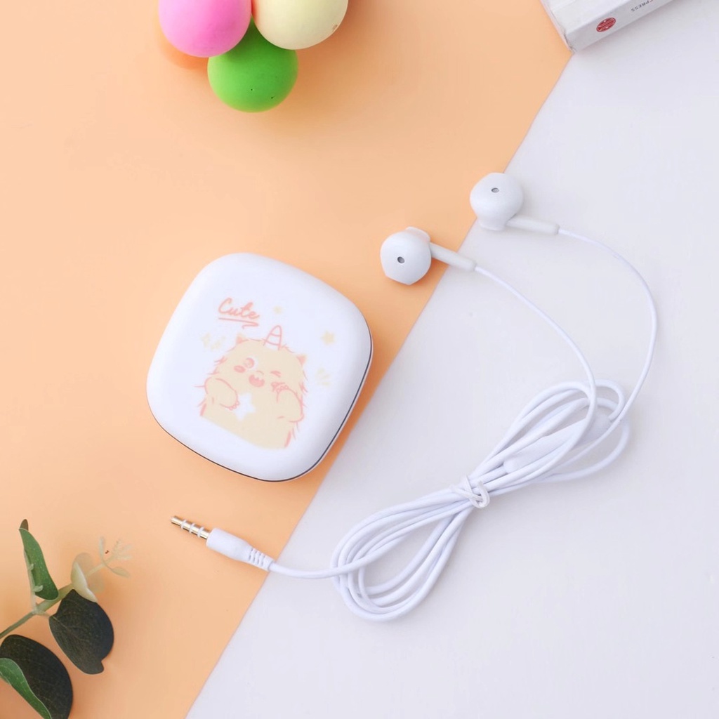 Bộ Tai Nghe Và Hộp Đựng Cute - Có Micro Đàm Thoại - Mẫu N - MIN STORE
