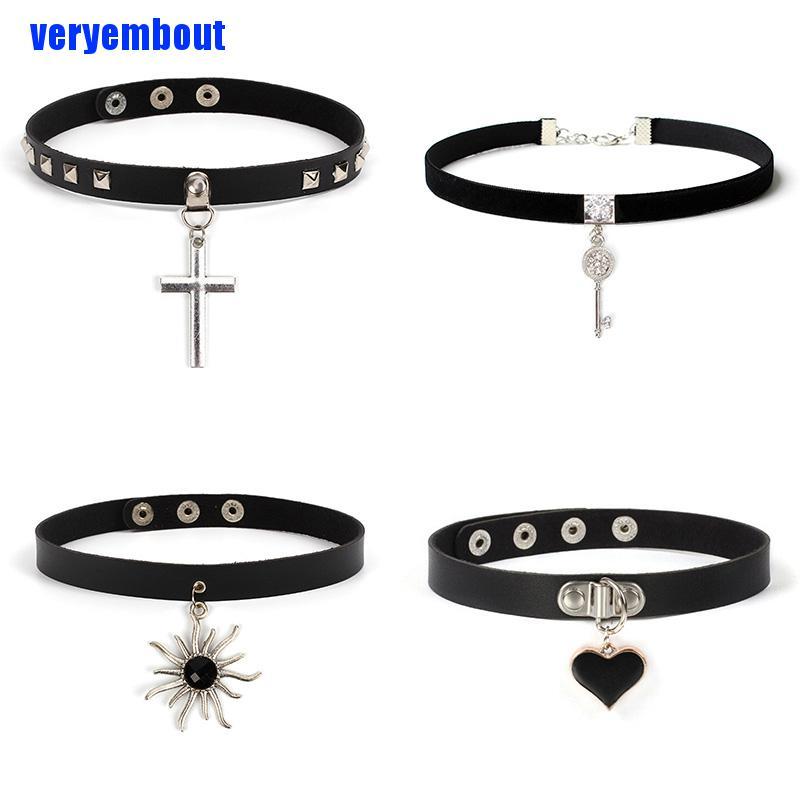 Vòng Cổ Choker Da PU Đính Gai Nhọn Phong Cách Gothic Punk